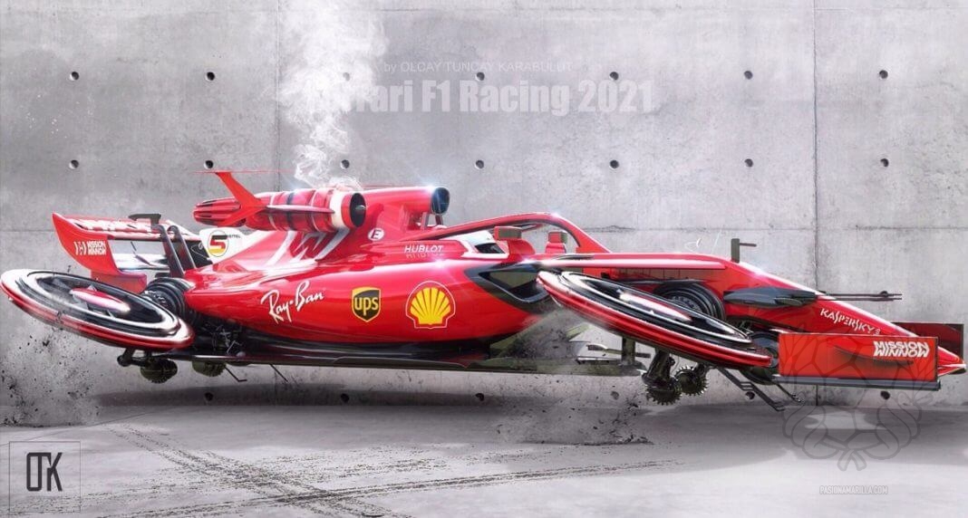 Así podría ser el Ferrari “volador” de Fórmula 1 en el futuro