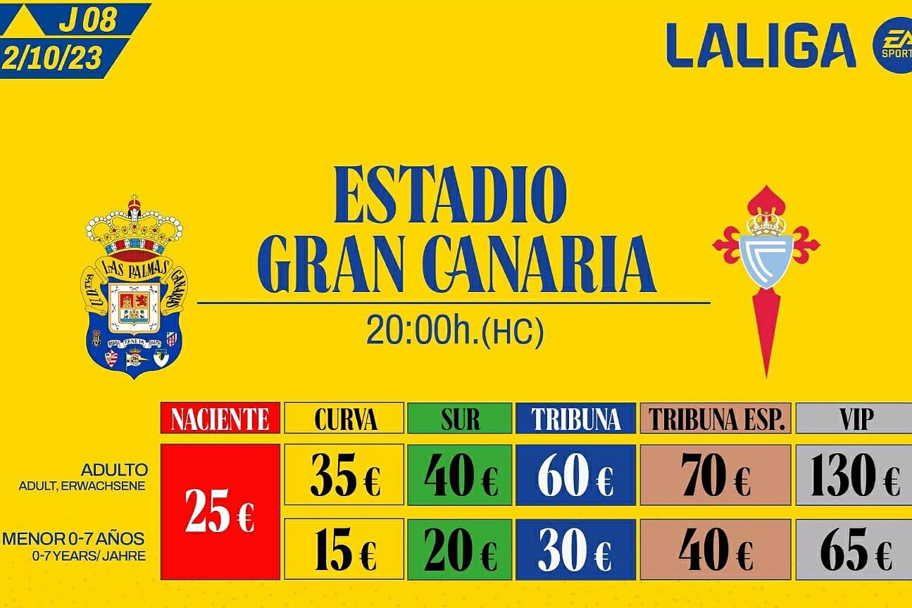 La entradas para el encuentro UD Las Palmas- Celta ya están a la venta online 
